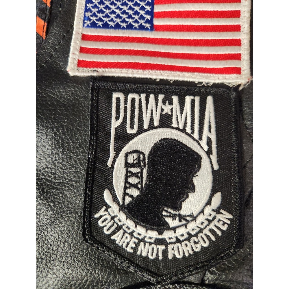 Interstate Leather Womens Motorcycle Biker Vest Patches USA Flag Harley Davidson - Picture 11 of 16